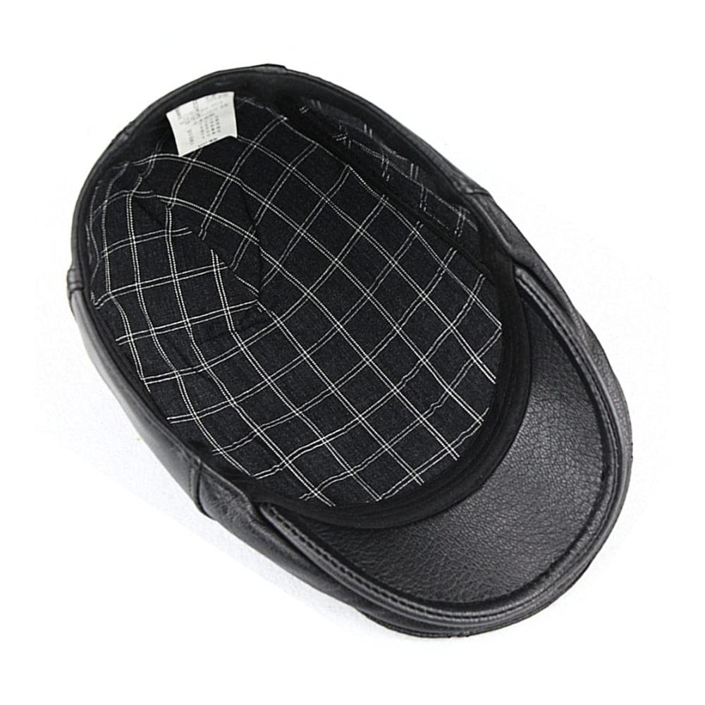 Herren Schirmmütze aus Lammfell-Leder - Stilvolle Flat Cap Gatsby Newsboy Hat Barett & Cabbie Hut