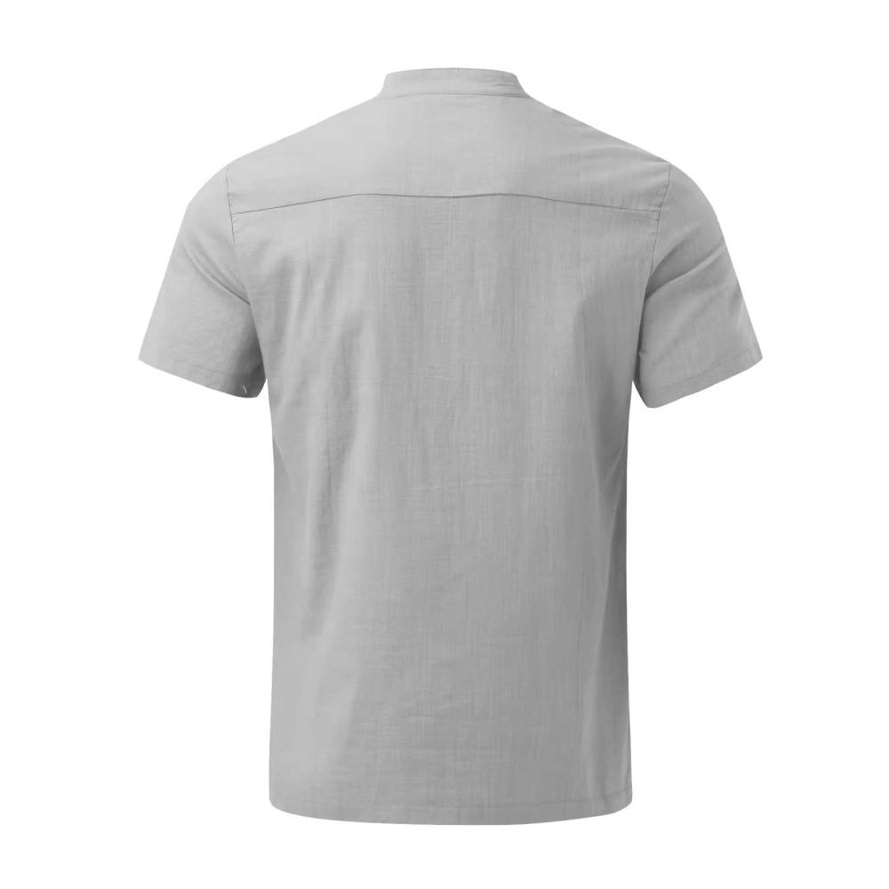 Kurzarm Retro Jogginganzug Herren | Sommer T-Shirts mit Knopfleiste für Yoga und Strand | Lockere Passform Stehkragen Bluse | Bequemes Pillingfreies T-Shirt in Leichter Ausführung