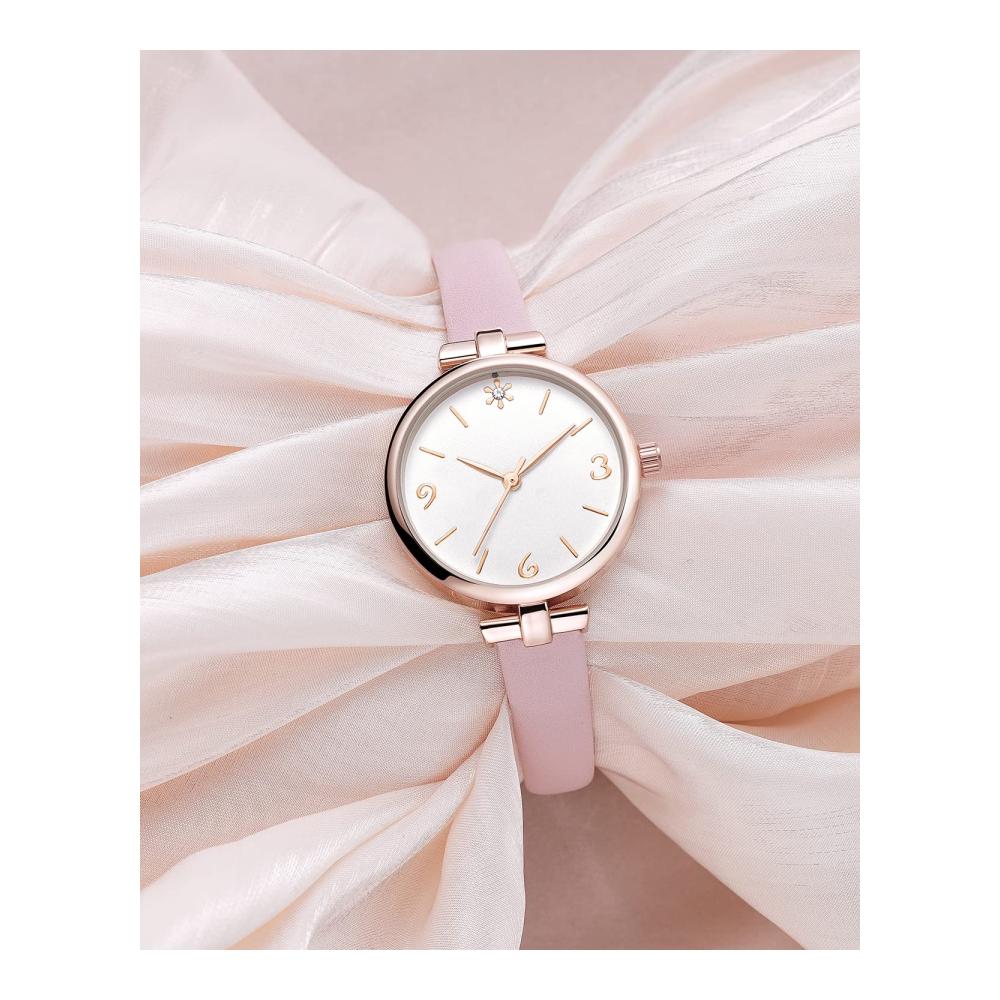 Damen Armbanduhr - Wasserdichte klassische Analoguhr mit Lederarmband Quarz elegantes minimalistisches Design - Geschenk für Frauen