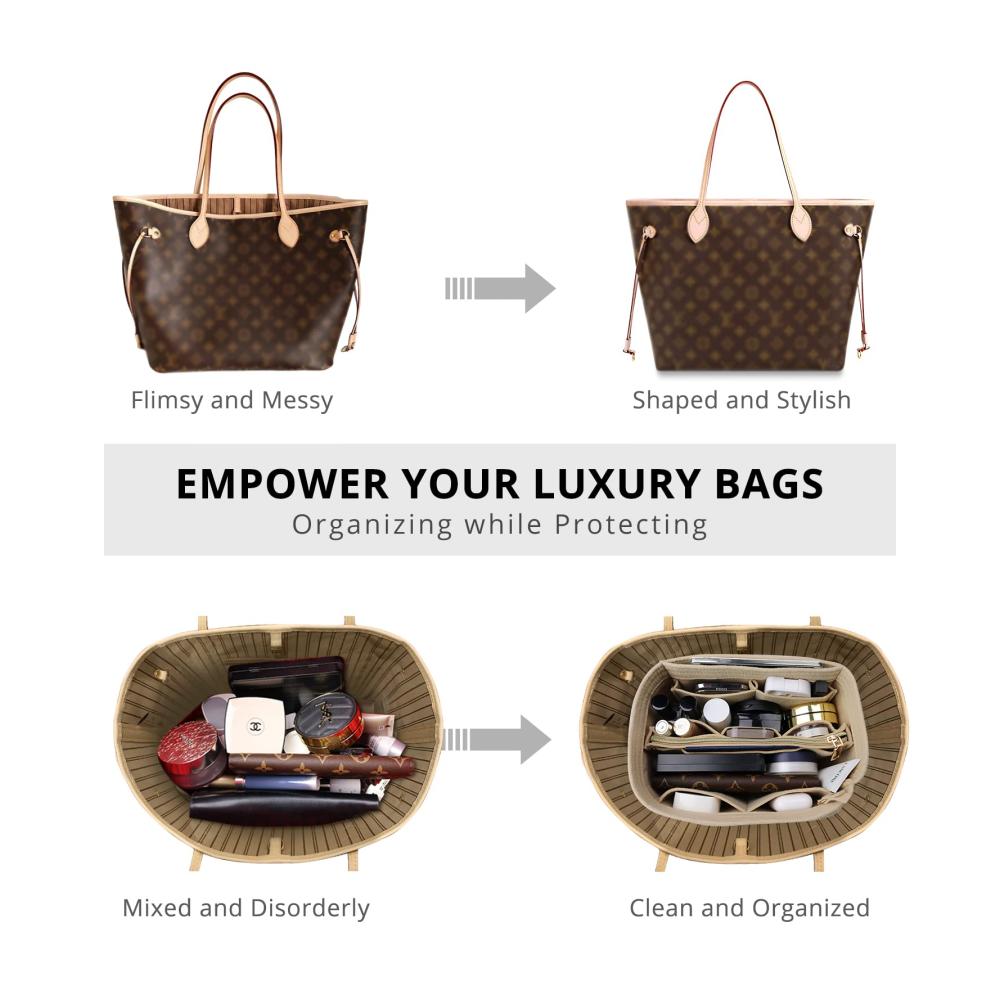 Handtaschen-Organizer Filz-Einsatz für Geldbörsen kompatibel mit LV Coach MK Kate Spade Goyard Longchamp - Praktischer Taschenorganizer