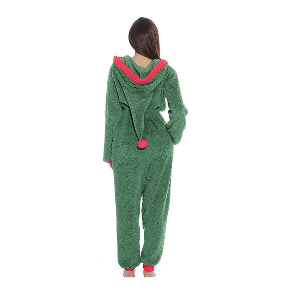 Bademantel Damen – Langärmliger Pyjama mit Kapuze Reißverschluss und Taschen – Patchwork-Design – Gemütlicher Onesie Overall – Kapuzenbademantel für Frauen