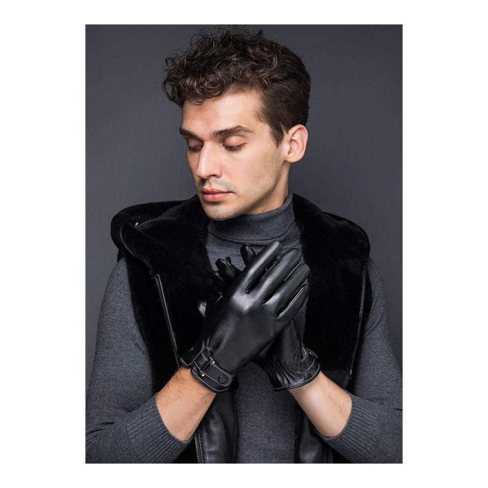 Herren Winterhandschuhe Warme Wasserdichte Lederhandschuhe für Touchscreen in Brauner Farbe