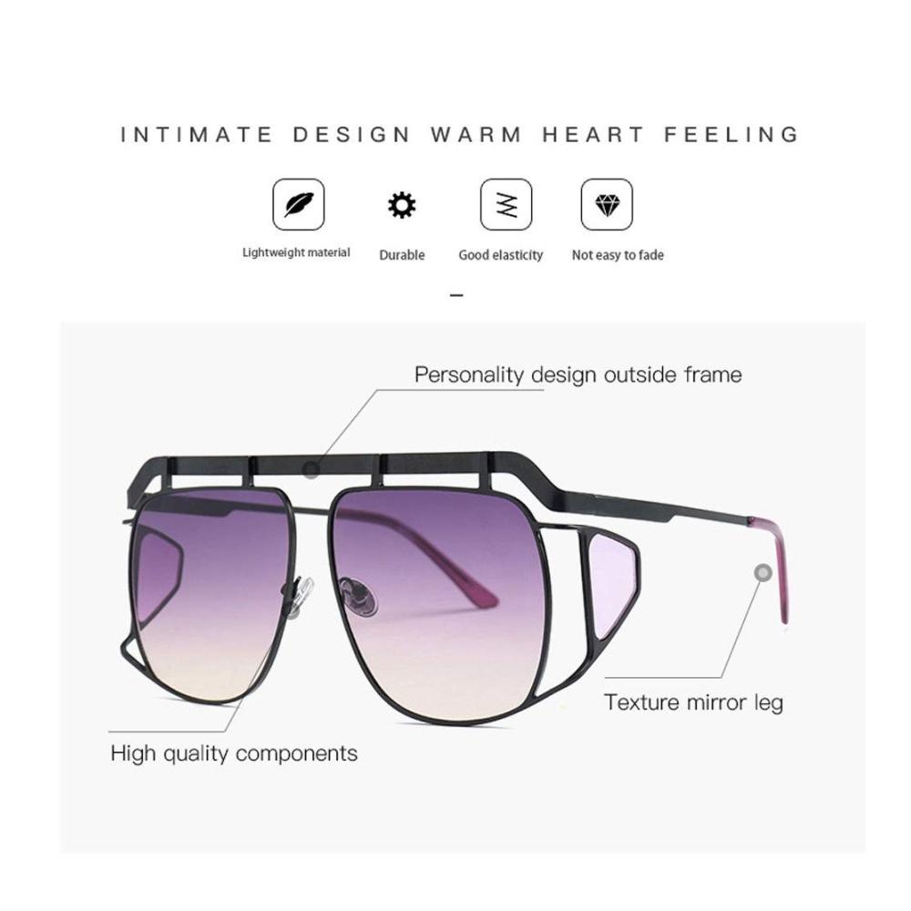 Sonnenbrille Damen - Großer Rahmen Unregelmäßige Linse UV-Schutz - Ideale Sonnenbrille für Dekoration Reisen Sonnenschutz und Fahren - Vielseitig für verschiedene Gesichtsformen (Farbe C