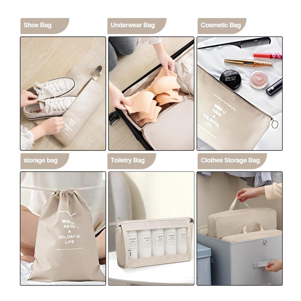Kofferorganizer Set 11-teilige Packing Cubes für platzsparendes Reisen - Compression Kleidertaschen Travel Organizer Essentials für Unterwäsche Kosmetik Kleidertaschen und Schuhbeutel