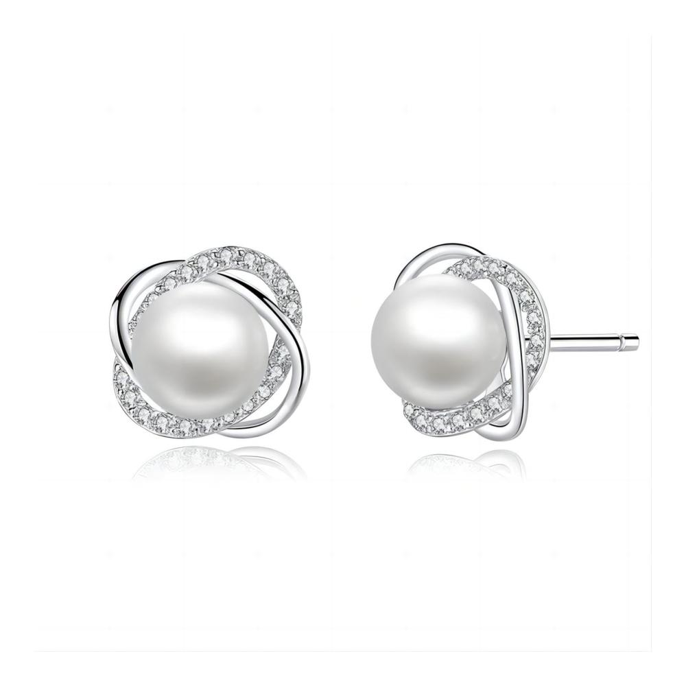 925 Sterling Silber Ohrringe mit Cubic Zirkonia Hypoallergene Kleeblatt-Stecker und Süßwasserperlen - Modische Eleganz für Frauen und Mädchen das ideale Geschenk