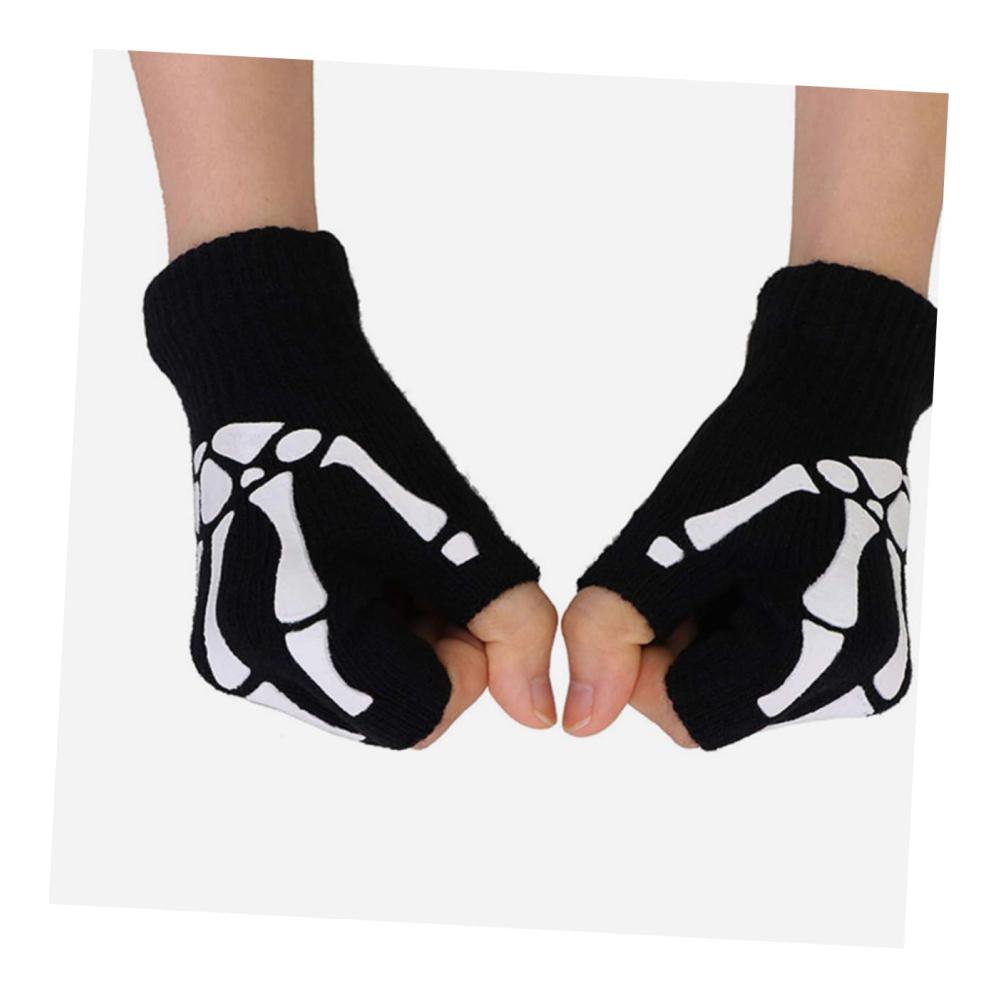 Halloween Handschuhe & Fäustlinge - 2 Paar Warme Damen und Herren Handschuhe für Halloween Kostüme Reiten und Skelett-Looks