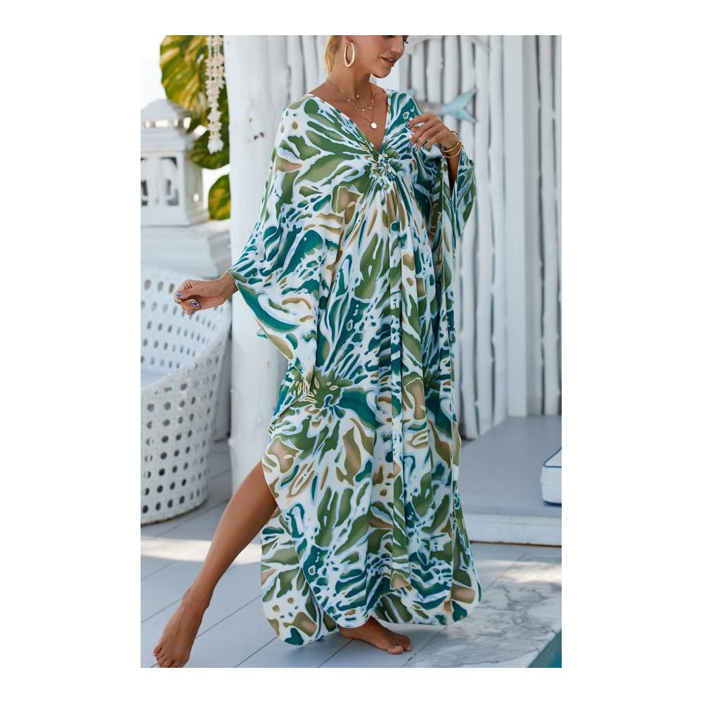 Pareos & Strandkleider Damen L-Peach Caftan Nachthemd für Loungewear Strand und Vertuschungen - Robe Sarong Pareo in stilvollem Langdesign