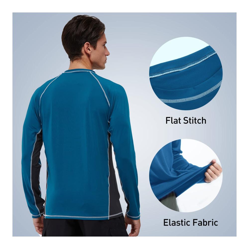 UV Schutz Langarmshirt für Herren - Farbecht und Schnelltrocknend - Ideal zum Surfen Laufen Angeln und Wandern - UPF 51 Sonnenschutz - Blau und Grau