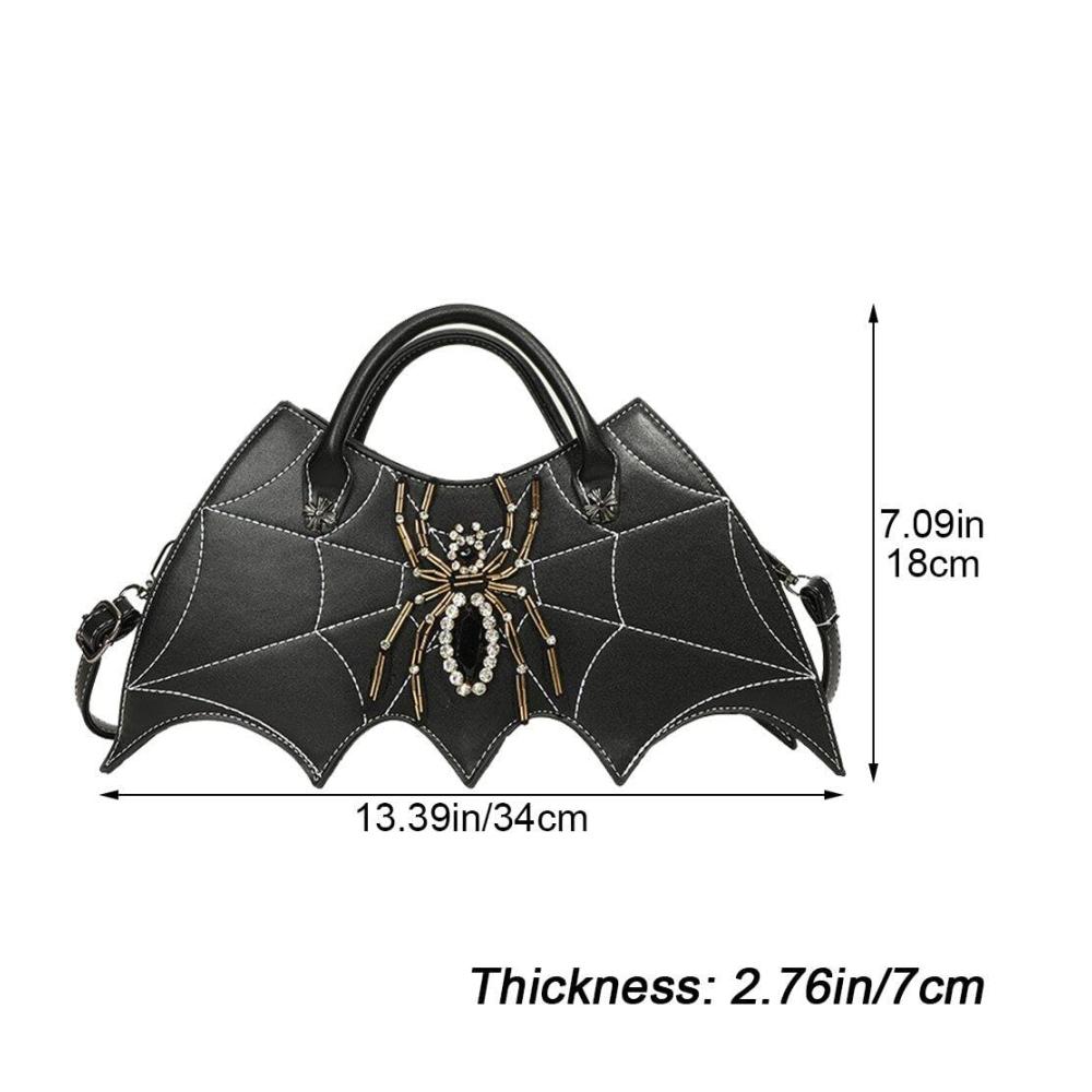 Gotische Fledermaus Umhängetasche aus PU mit Spinnennetz-Muster – Trendige Damen Umhängetasche