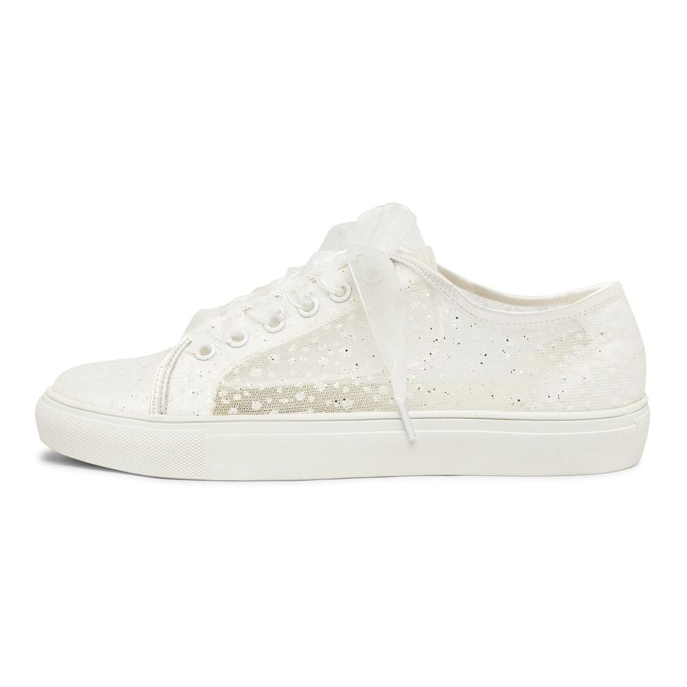 Hochzeitsschuhe Sneaker 8832A | Braut Turnschuhe mit Spitze | Bequeme Braut Tennisschuhe | Elegante Flache Hochzeitssneaker