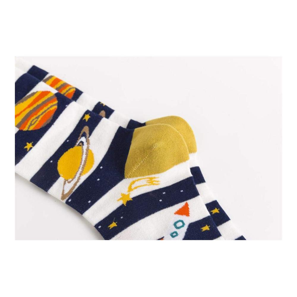 Herrensocken Set 5 Paar Baumwollsocken für den Winter weich warm & atmungsaktiv | Lustiges Universum mit Planeten-Muster