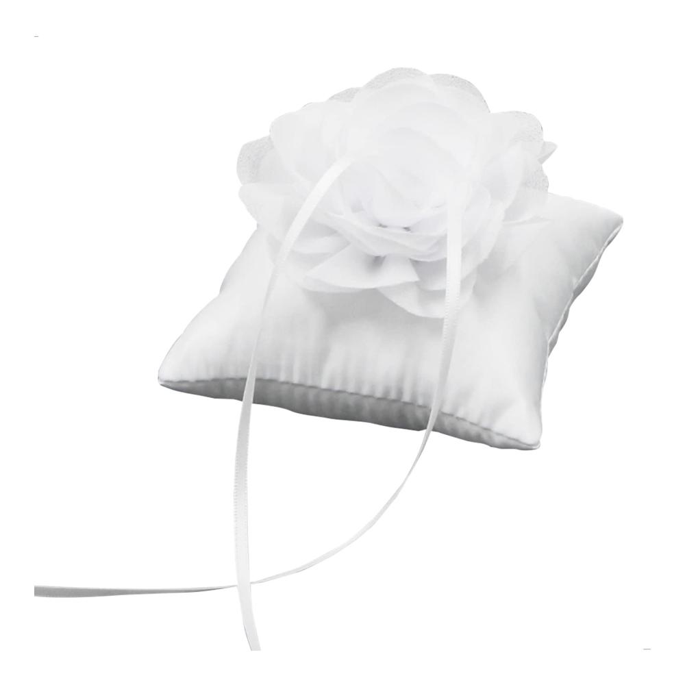 Blumenringkissen für Hochzeit - Elegantes Ringträgerkissen 10 * 10cm weiß - Ideal für Verlobung und Hochzeitsfeier mit Trauringen und Eheringen