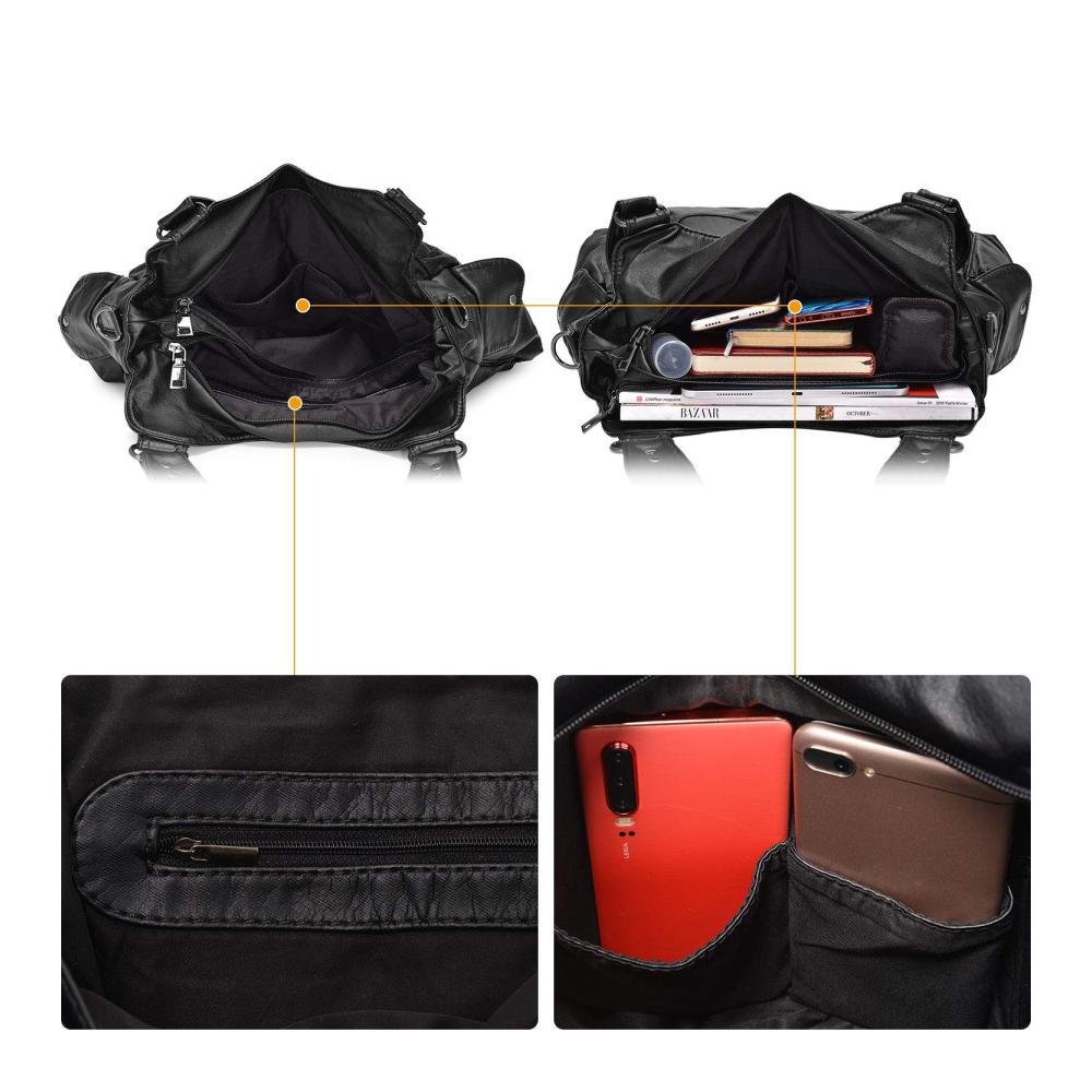 Damen Schultertasche aus Weichem Gewaschenem Leder mit Hobo-Stil Crossbody-Design und Abnehmbarem Schultergurt - Stilvolle Handtasche mit Top-Griff für Frauen