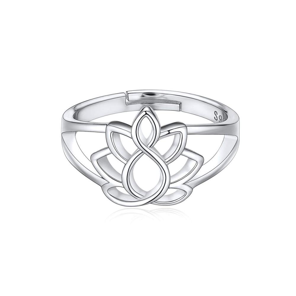 ChicSilver 925 Silber Damen Ring - Verstellbarer Lotus Sommerblume Keltischer Knoten Ring mit Geschenkbox - Perfektes Geschenk für Weihnachten Valentinstag Geburtstag & Verlobung