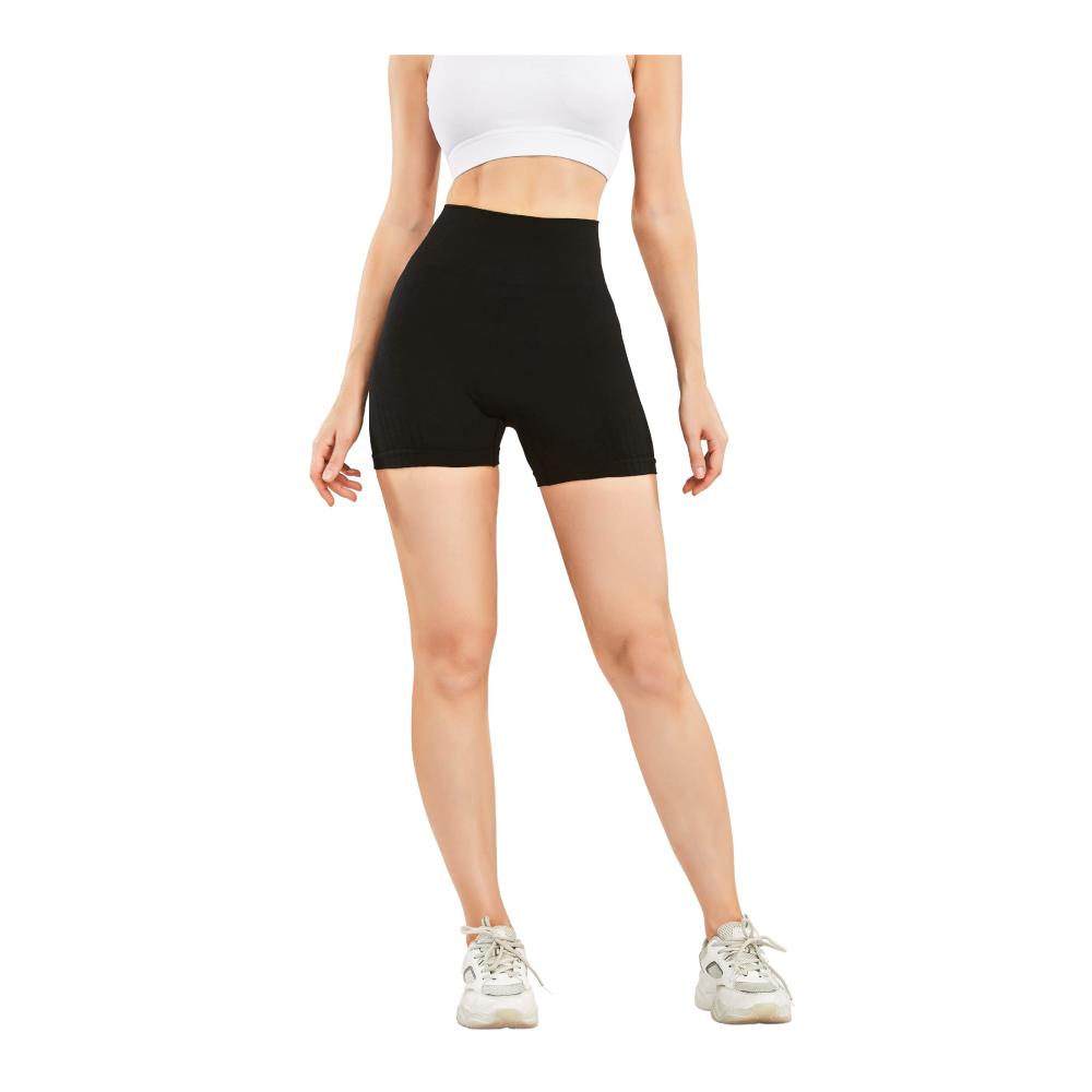 Damen Sportshorts Hochtaillierte Jogginghose für Fitness Yoga und Gym - Elastische Radlerhose mit kurzem Schnitt ideal unter Kleidern - Sommer Laufleggings aus Nylon für Zumba Training