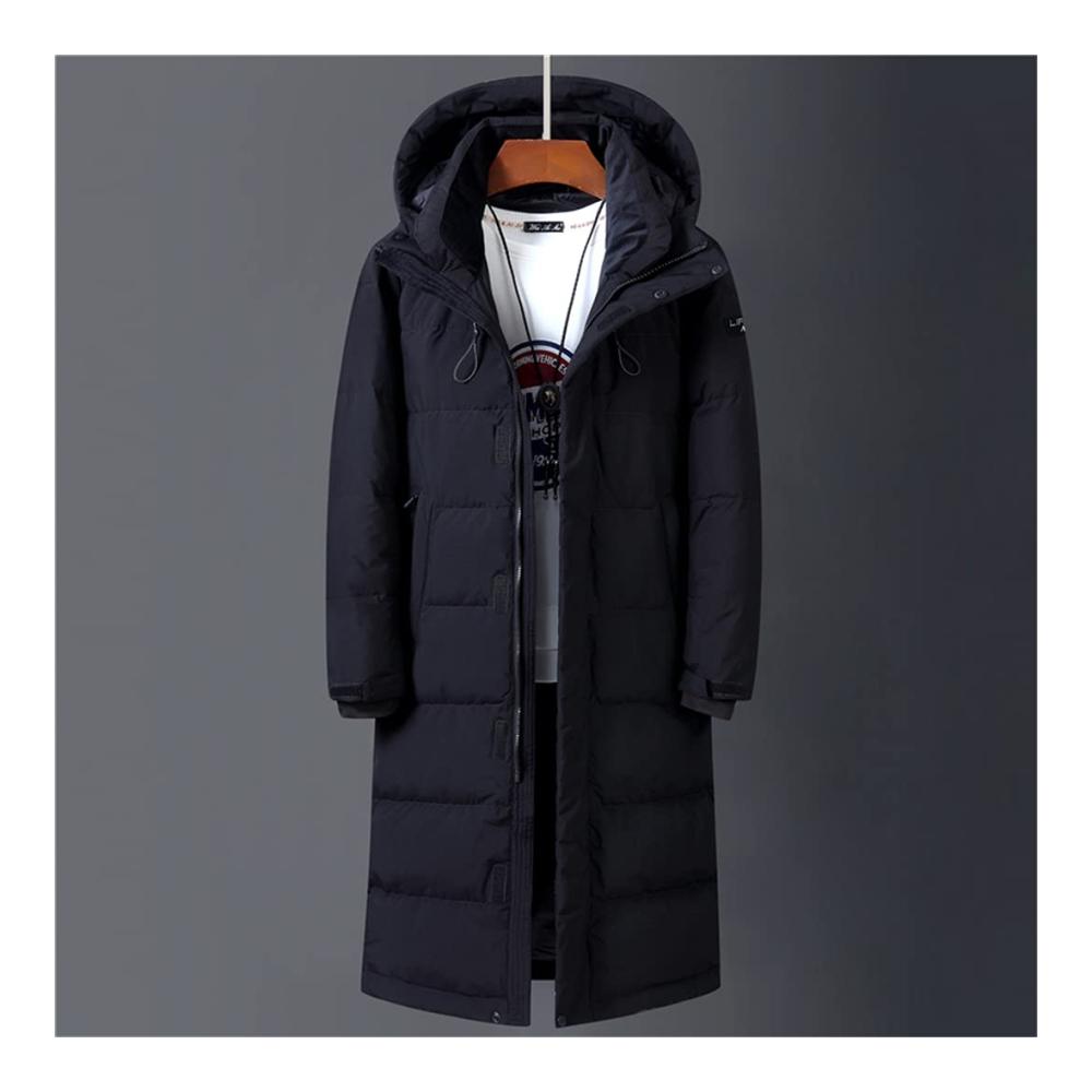 Herren Daunenparka mit Kapuze Lang geschnitten dick gefüttert & warm mit 90 % weißer Entendaunenfüllung
