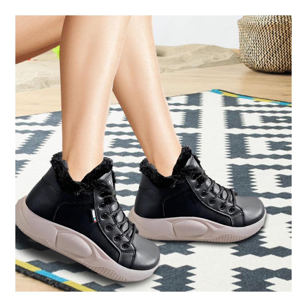 Leichte High-Top-Walkingschuhe Wasserdichte Sneaker mit Gummimaterial für Damen - Trendige Damenstiefel mit dicker Sohle und hohen Riemen perfekt für Geburtstagsgeschenke und Treffpunkte