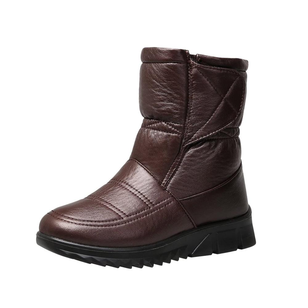 Bequeme Damen Squashschuhe Leichte Outdoor-Winterstiefel | Gefütterte Kurzschaft-Schneestiefel für Damen | Rutschfeste Schlupfstiefel - Flache warme Winterboots & Wanderschuhe