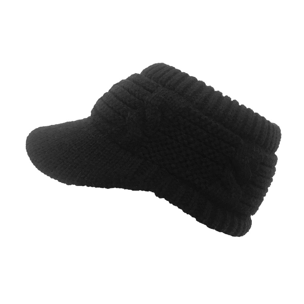 Beanie Tail Wintermütze mit Visier für Damen – Warmes Strickdesign für Hochbun & Pferdeschwanz