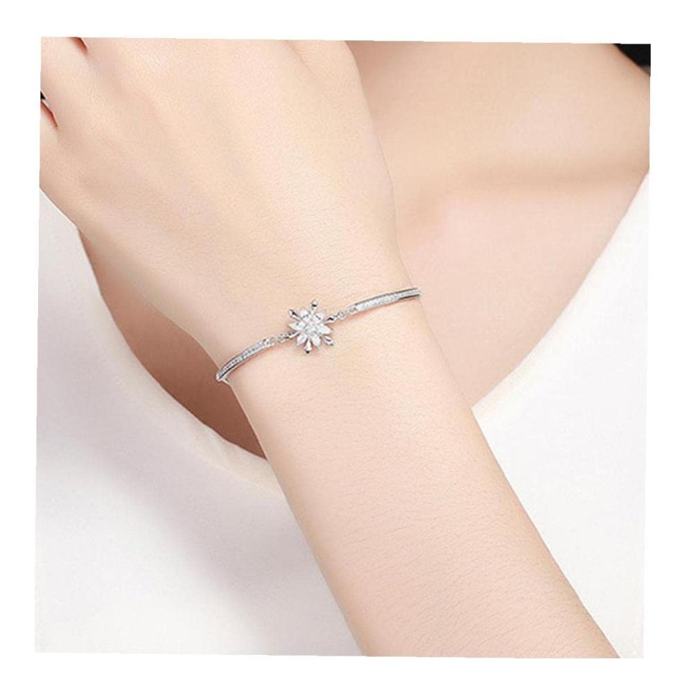 925 Sterling Silber Schneeflocke Armband - Klassischer Stil Verstellbar für Frauen - Hochzeit & Engagementsschmuck