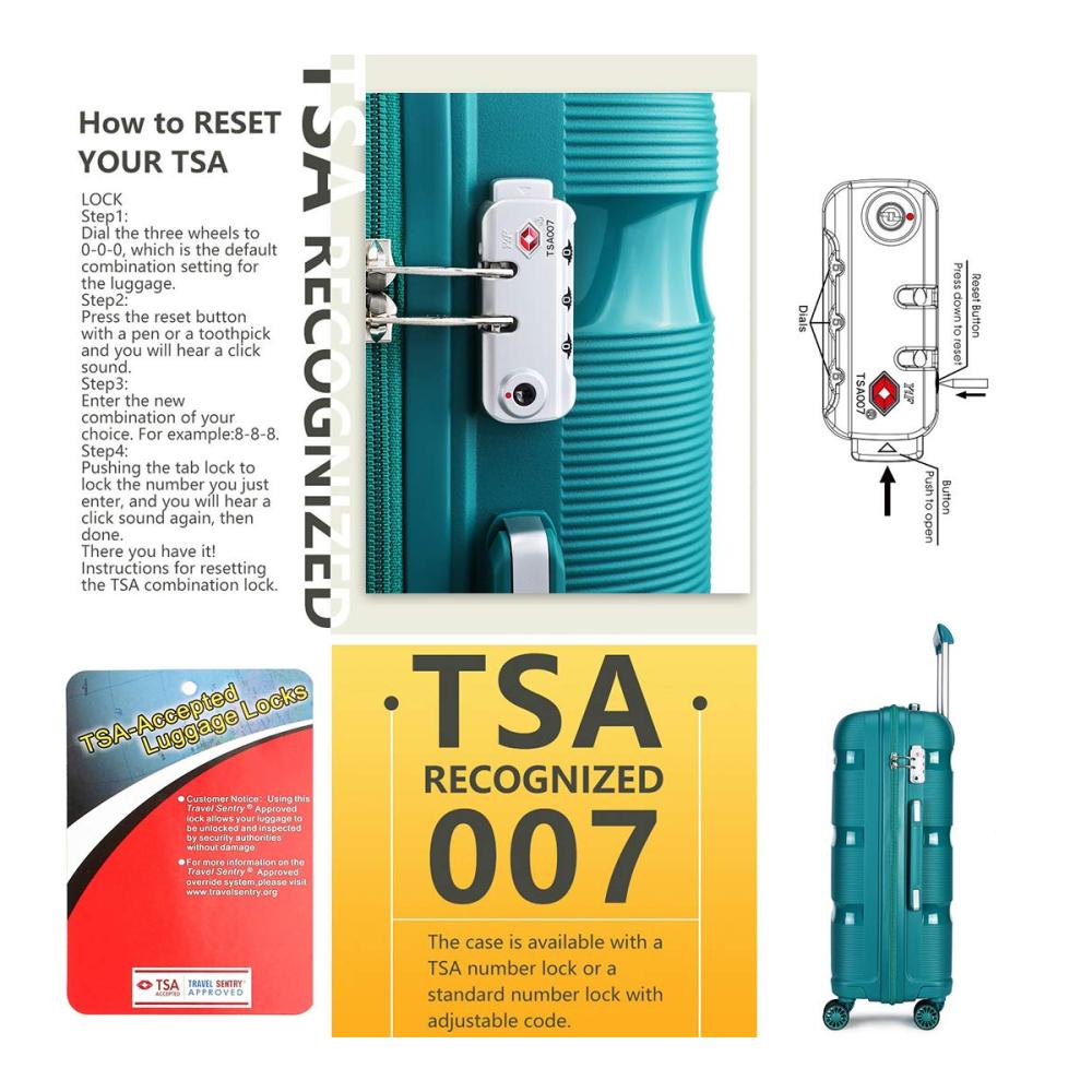 Hartschalen-Koffer 65 cm 65 Liter Türkis - Reisekoffer mit 8 Rollen TSA-Schloss