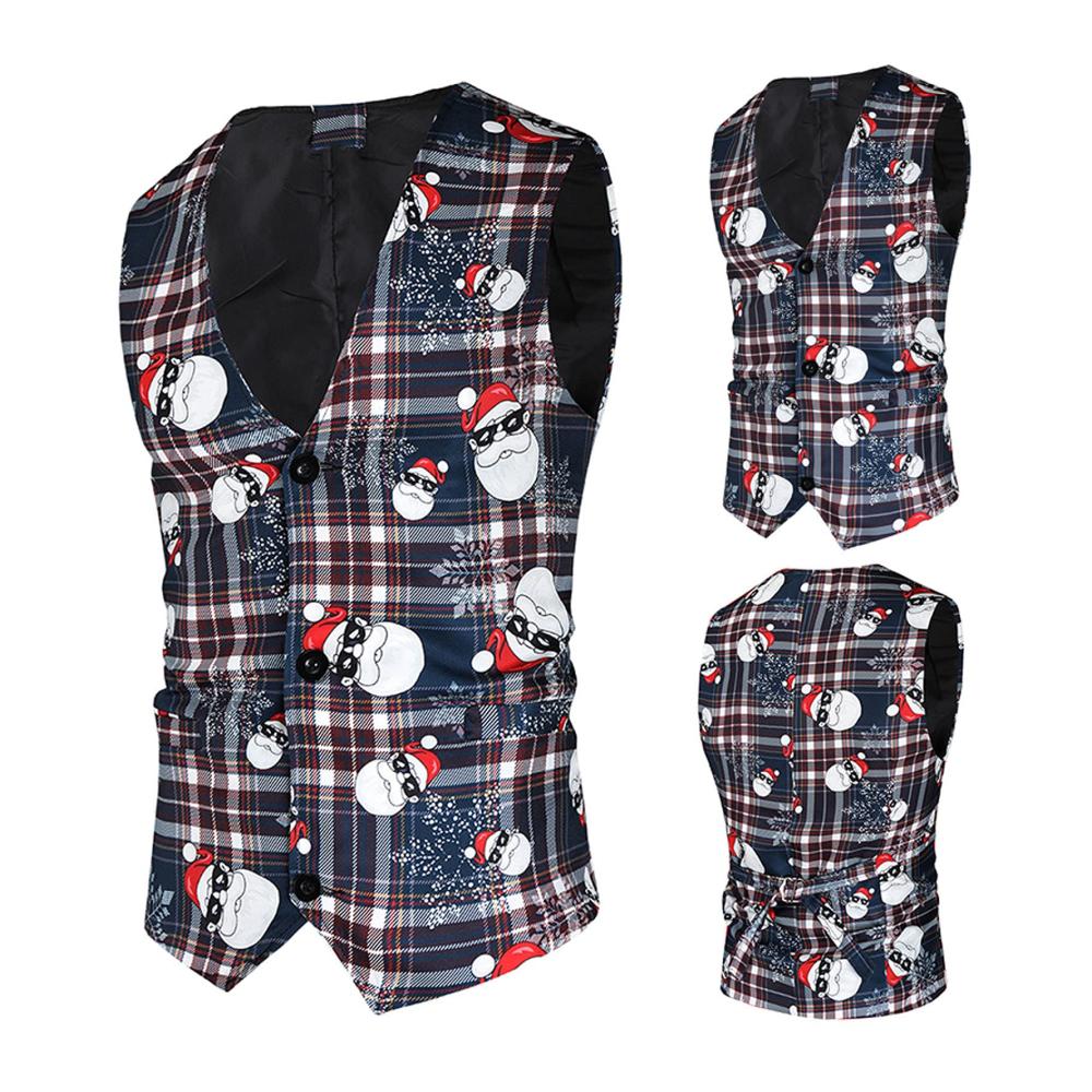 Herren Weihnachts-Pullunder & Strickwesten Slim Fit V-Ausschnitt Anzugweste für Casual & Festlich - Tank Tops und Große Hemden für Männer
