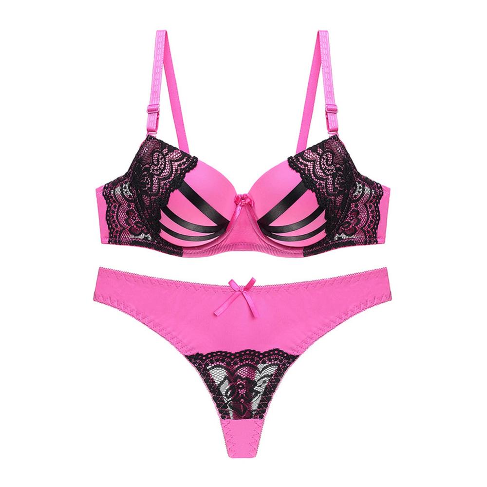 Damen BH und Höschenset - Sexy Spitzen-Bralette mit 3/4 Tasse Übergröße Hochdrücken Bügelunterstützung Minimizer Bequemer Tanga - Klassische Dessous für stilvolle Eleganz