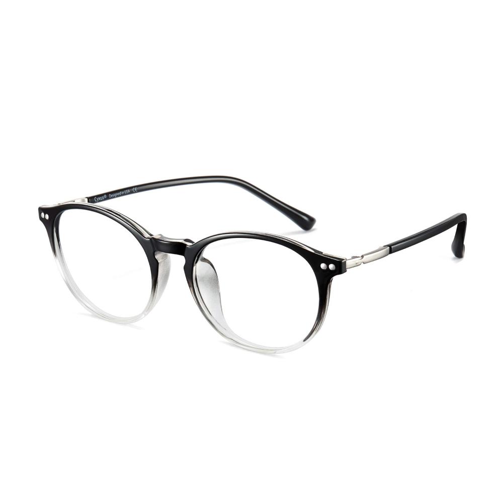 Blaulichtfilter-Brillen TR90 Brillengestelle für Damen und Herren - Leichte Rund-Brille ohne Sehstärke für Computer und Gaming - Anti UV 400 Retro-Design