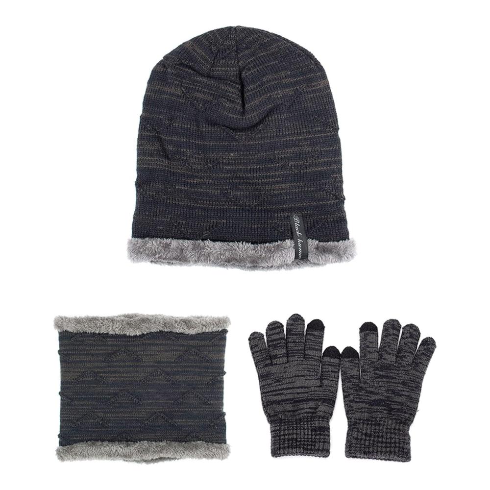 Winter Accessoires Set Mütze Schal & Handschuhe für Damen und Herren - Touchscreen-Handschuhe Fleece Loop Schal elastischer Nackenwärmer