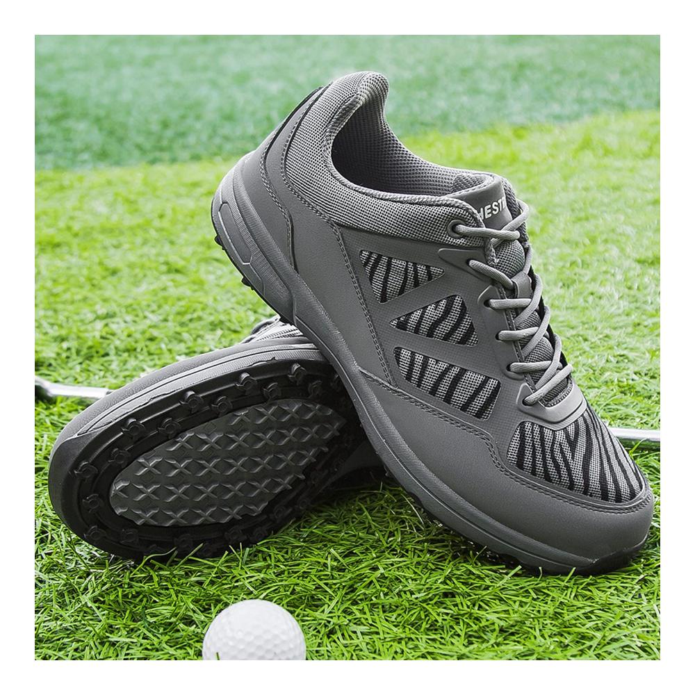 Golfschuhe Herren Schnürung - Wasserdichte rutschfeste Sportschuhe für Golf leicht atmungsaktiv strapazierfähig und Laufschuhe