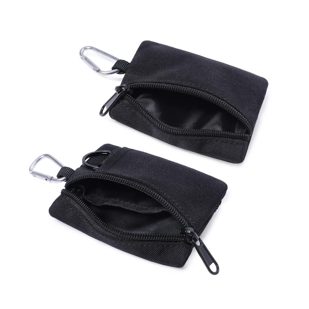 Unisex Ausweistaschen Münzgeldbörse mit Reißverschluss und Clip - Ideal für Outdoor Alltag Reisen und Camping - 2er Pack Schwarz & Modisch