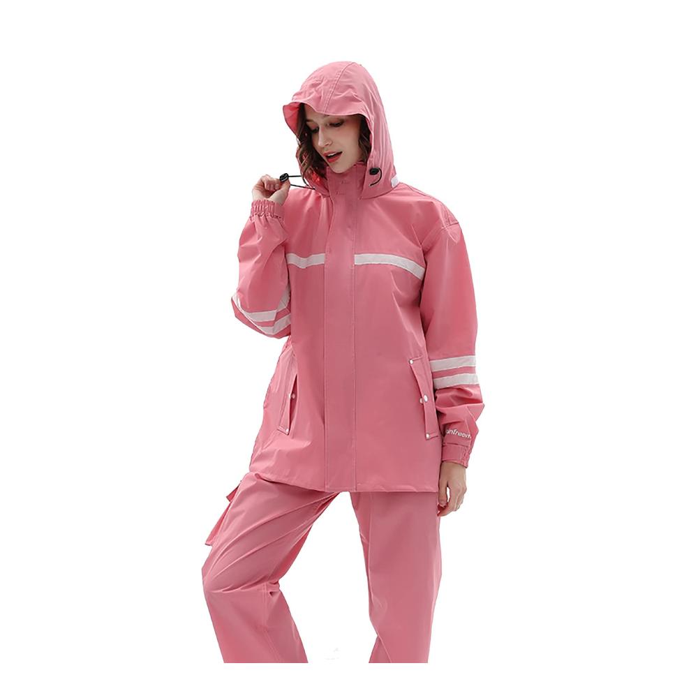 Wasserdichte Fahrradjacke Herren & Damen – Atmungsaktives Regenbekleidungsset mit Reflektoren & Doppeltem Split inklusive Regenhose & Wasserdichtem Hut