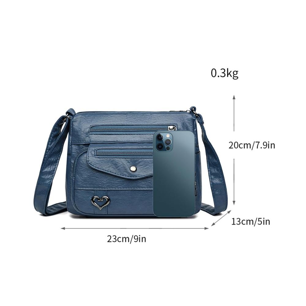 Damen Schultertasche mit Herz-Dekor Große Kapazität Geldbörse & verstellbare Gurte - Einfarbig & Multifunktional für Mädchen