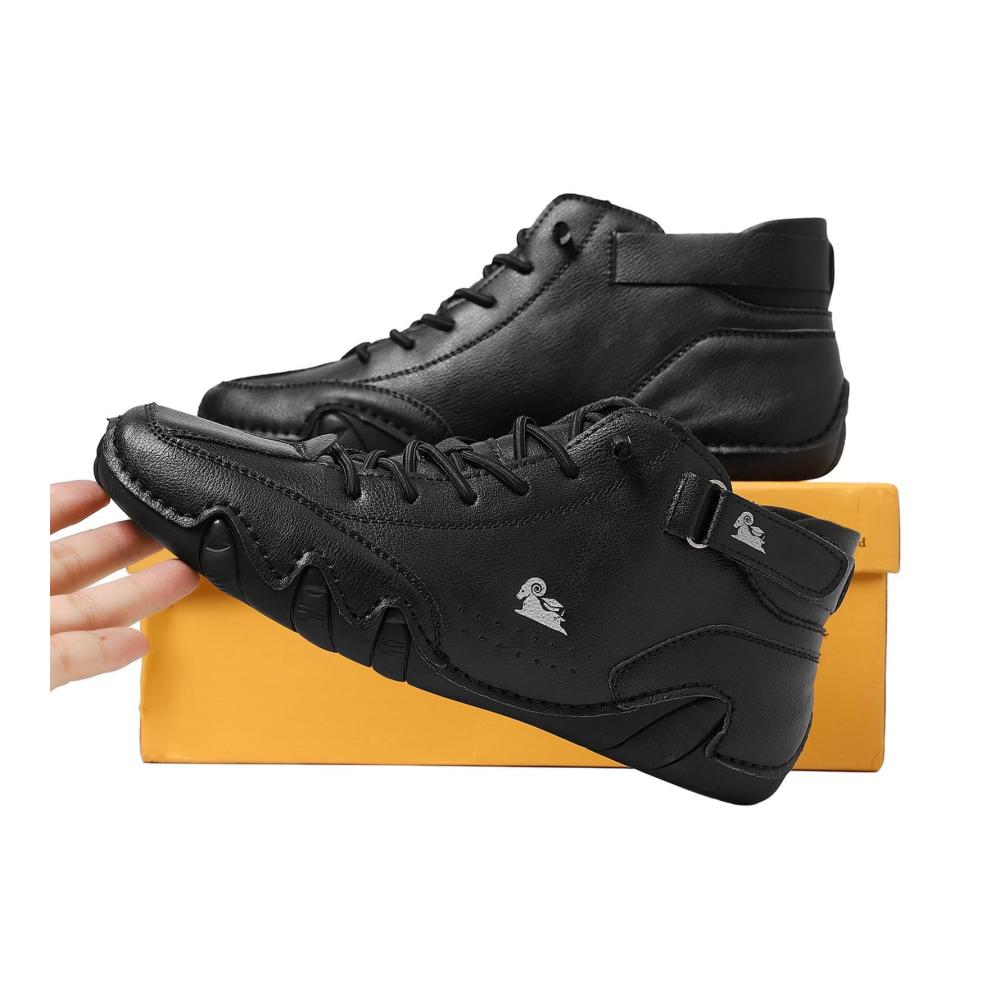 Herren Winterstiefel - Rutschfeste Barfußschuhe mit Klettverschluss und Leder | Outdoor-Sneaker zum Wandern von Wiecel