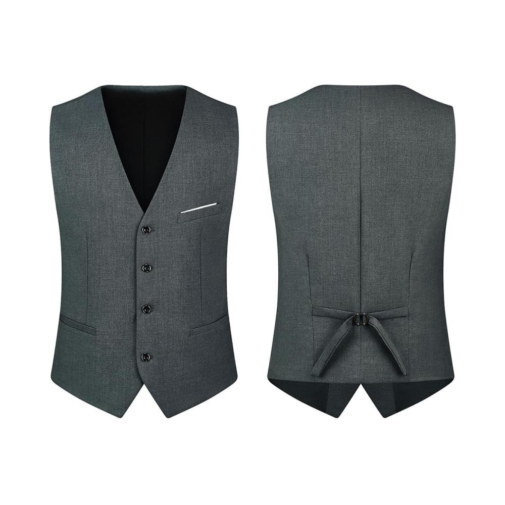 Herrenanzug 3-teilig Slim Fit Anzug mit Ein-Knopf-Design Schalrevers für Hochzeit und Prom inklusive Blazer Weste und Hose