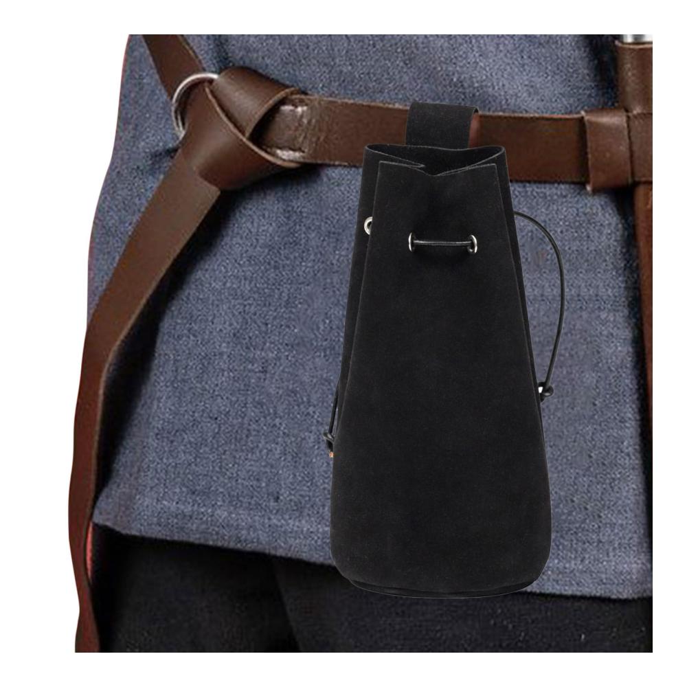 Mittelalterliche Ledertasche mit Kordelzug | Hüfttasche für Wandern Cosplay & Reenactment | Damen und Herren Gürteltasche für SCA Renaissance LARP | Tragbare Tasche für Freizeit im Mittelalter-Stil
