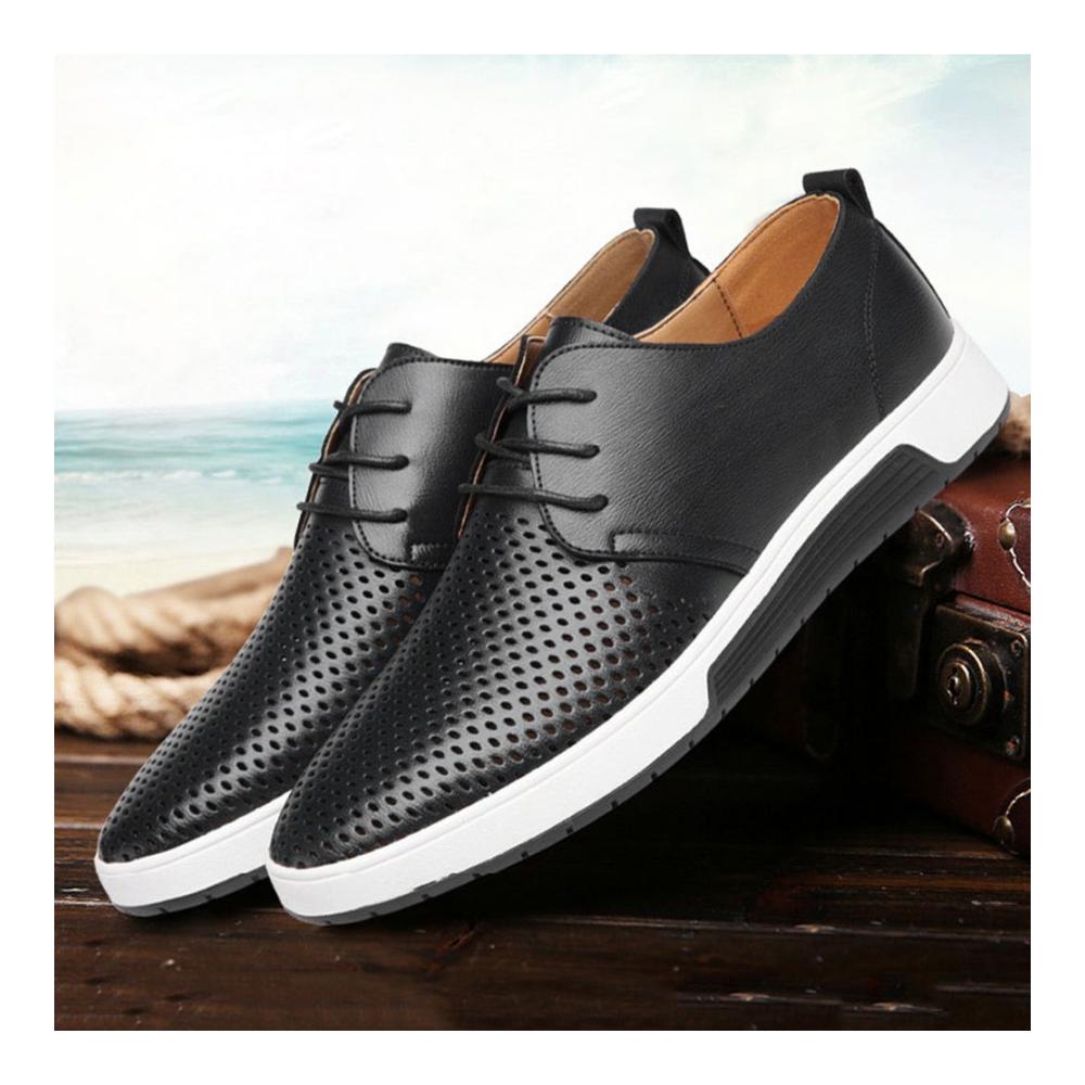 Herren Schnürhalbschuhe Business Mesh Lederschuhe für Hochzeit Atmungsaktiv & Casual