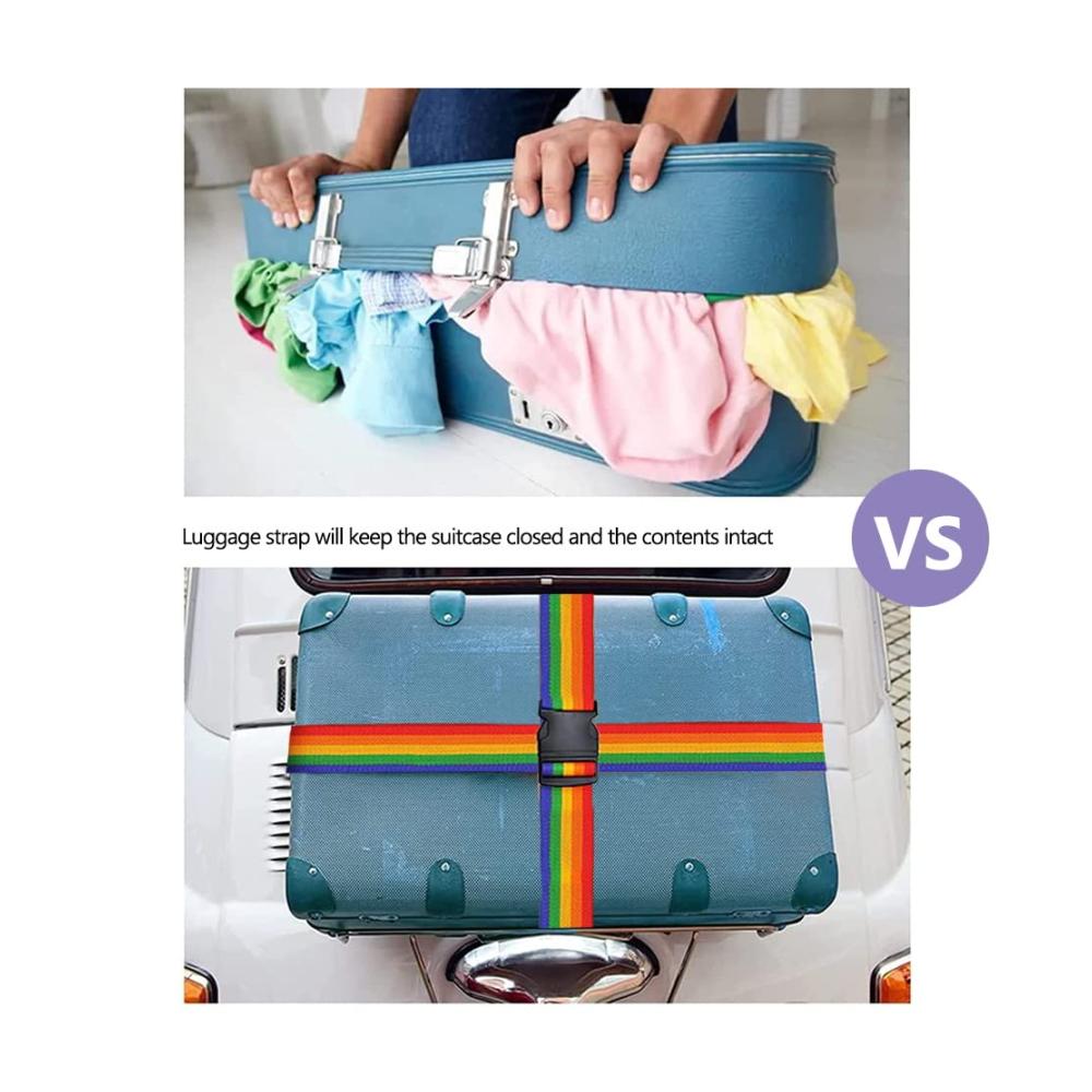 Gepäckgurte-Set 4 Verstellbare Koffergurte mit Schnalle und Anhängern für sicheres Reisen - Reiseverpackungszubehör für Gurte & Riemen