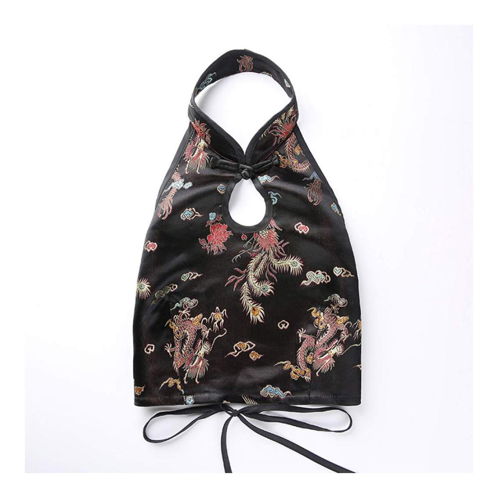 Chinesischer Stil Dragon Stickerei Crop Top - Damen Tanktops & Träger-Tops