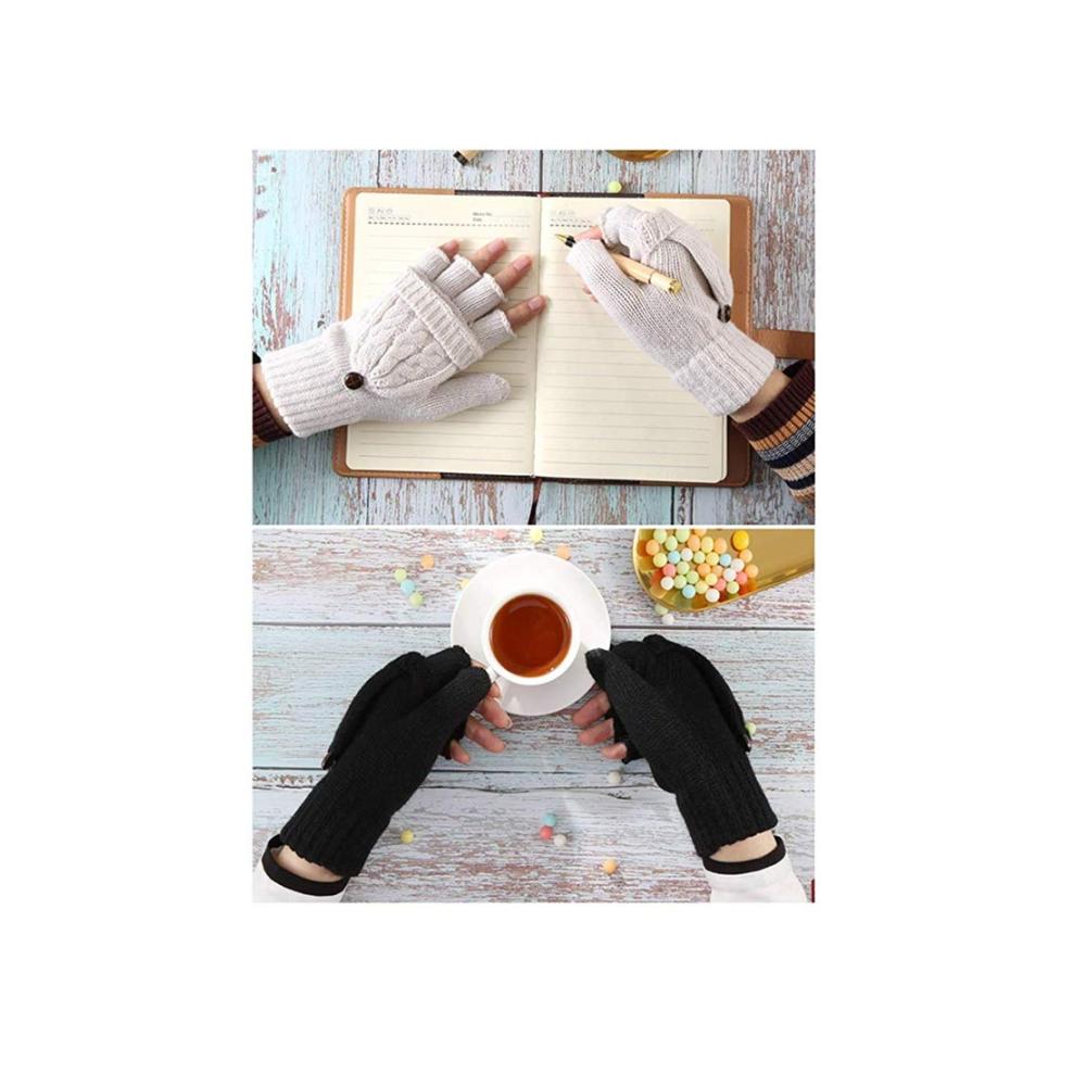 Damen Handschuhe & Fäustlinge BOSSTER - Fingerlose Fäustlinge mit Daumenabdeckung in knopfverschluss design - Ideal für Damen und Mädchen