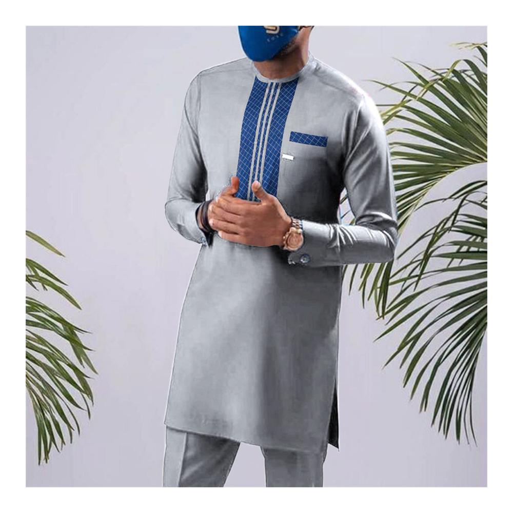 Afrikanischer Dashiki-Modeanzug für Herren VIVICOLOR Trainingsanzug mit Langarm Ankara Hemd und Hose - Traditionelles 2-teiliges Outfit