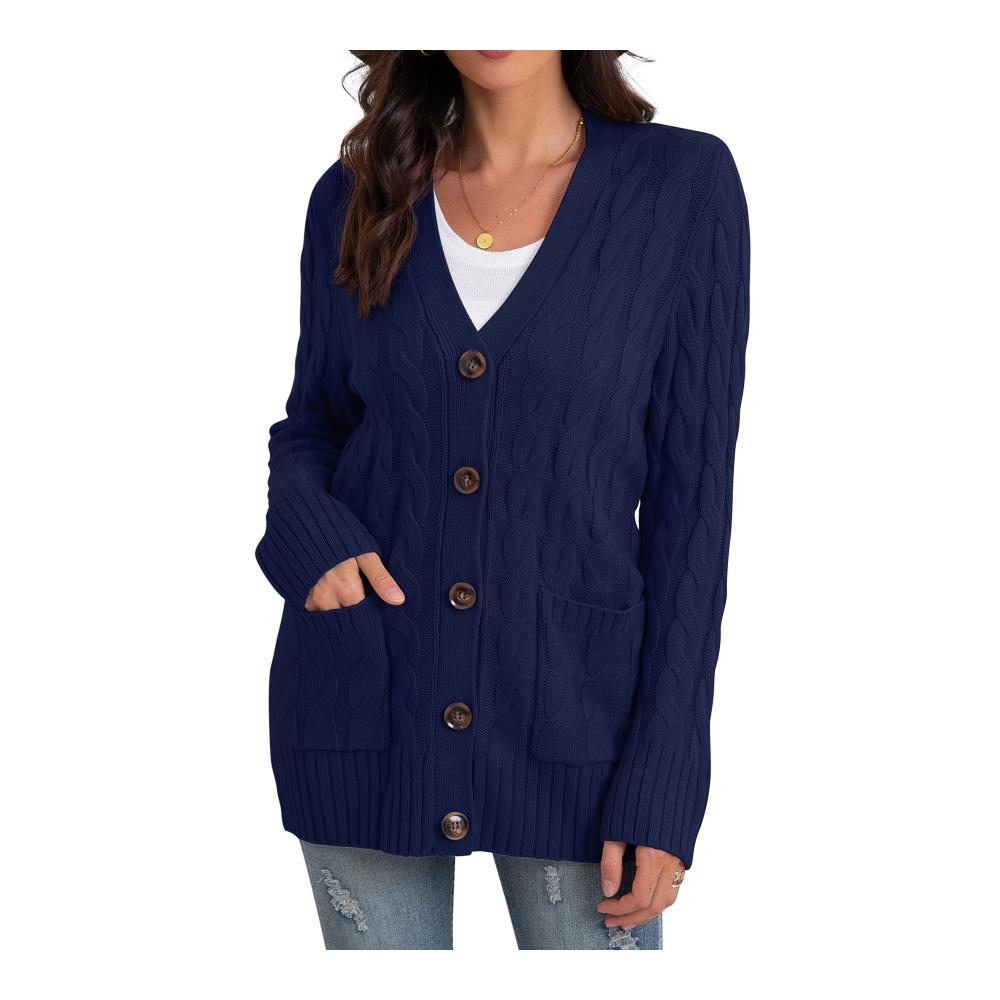 Damen Strickjacke mit Knöpfen elegant gestalteter Strickmantel für Herbst/Winter von GRECERELLE – Lange Cardigan mit Taschen übergroßer Pullover für stilvolle Strickwaren im Frühling
