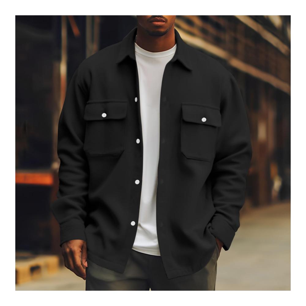 Herren Freizeithemden Cordjacke Langarm Regular Fit - Vintage Button-Up Hemdjacke