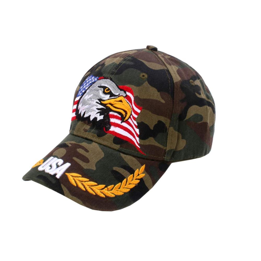 American Flag and Eagle Embroidered Baseball Cap - USA Patriotic Hat