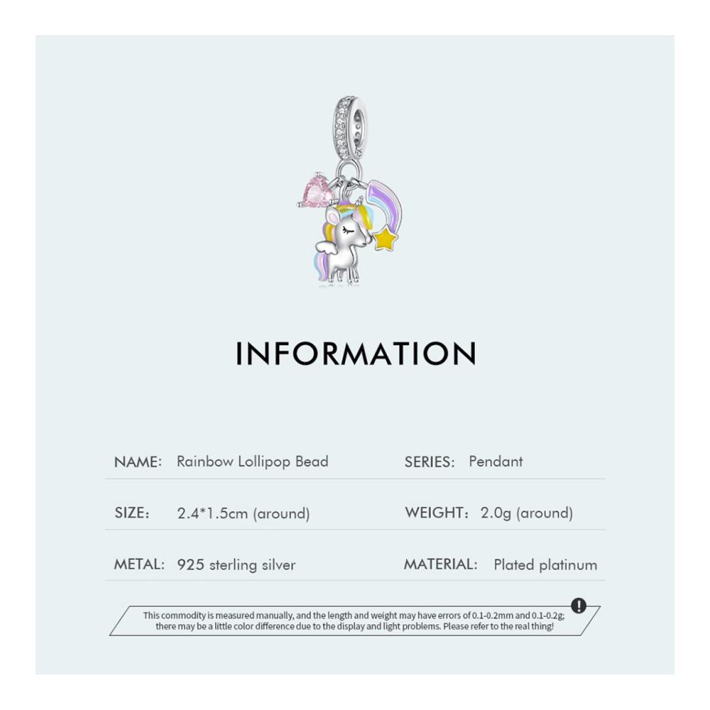 925 Sterling Silber Pferdeanhänger mit Regenbogenperle - Charm für Damen Halskette und Armband