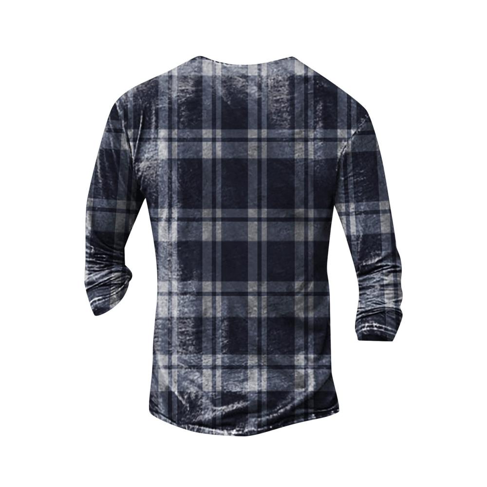 Herren Freizeithemden mit Aztec Druck und Langarm Henley-Design – Indian Print Pullover für taktische Outfits Vintage V-Ausschnitt Sportshirt in Slim Fit