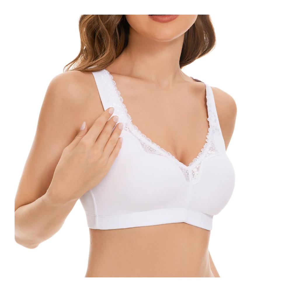 Umstands- & Still-BH Damen Spitzenkante vordere seitliche Schnalle ohne Stahlring - Yoga Schlaf Sportbustier große Größen nahtlose Raffung & Anpassung