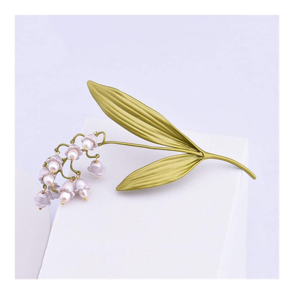 Luxuriöse Süßwasserperlen Brosche Glocken-Orchideen-Design | Damen Accessoire