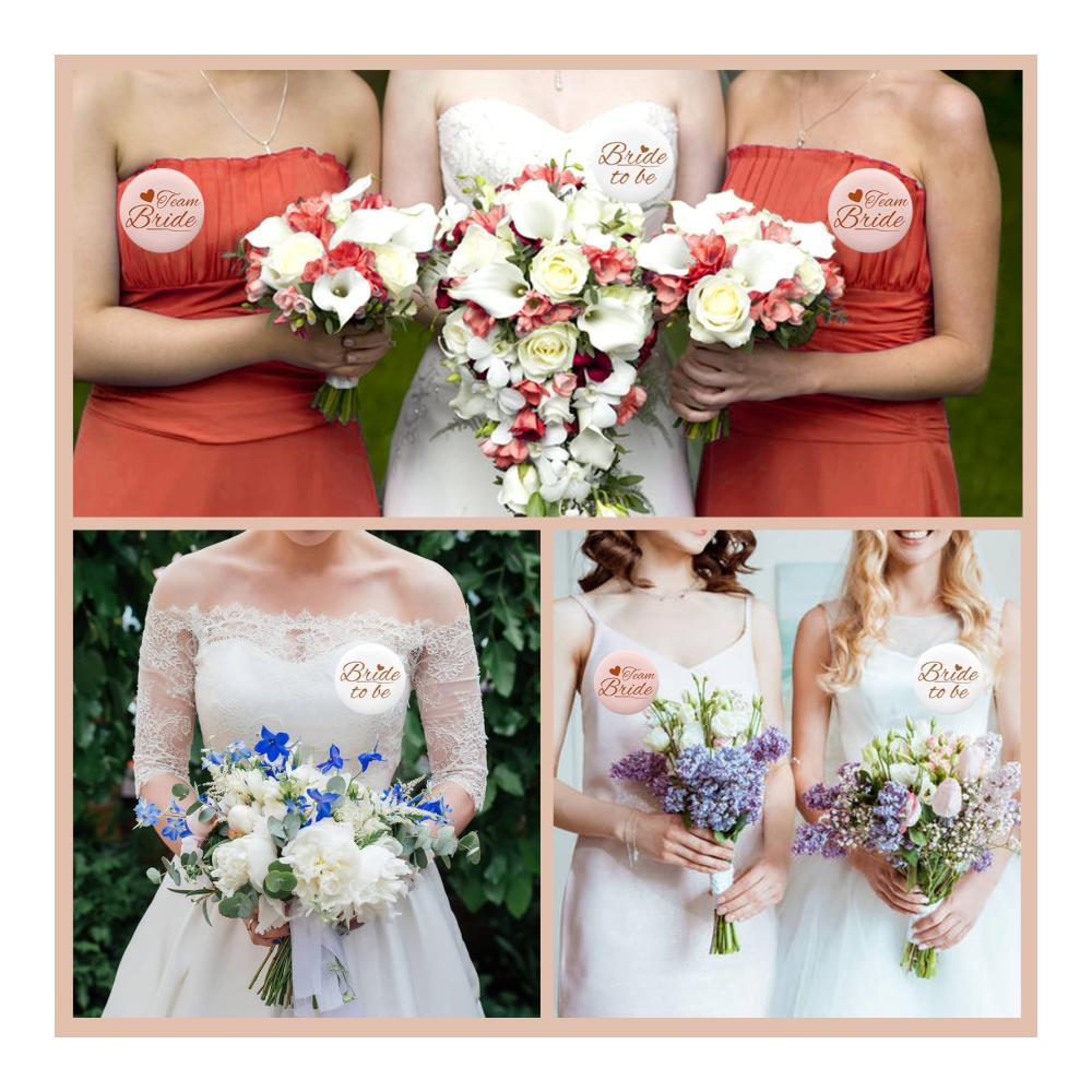 JGA Accessoires Set 18 Roségold Buttons für Junggesellinnenabschied Braut Team Hochzeit & Polterabend