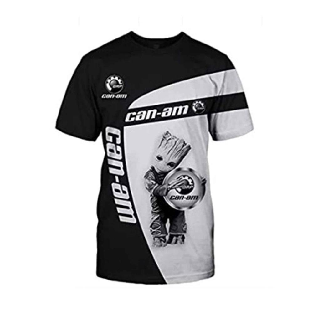 T-Shirt Herren Can-am Hochwertiges Sportshirt für Bodybuilding Modernes Design Schnell Trocknend Kurzarm Gym Shirt in Schwarz-Weiß Funktionelle Sportbekleidung - Größe L